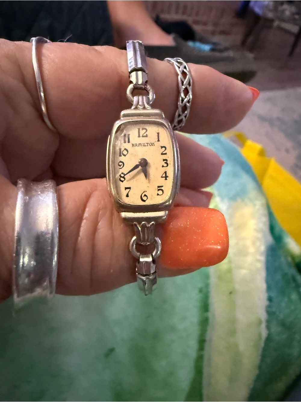 Hamilton Ladies Silver-Tone Bracelet Watch with Cream Dial